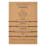 TSLRSAbracelet morse - 2/3/4 Morse Code Bracelet Cadeau Ensemble Cadeau Fête des Pères Bijoux Fait Main Cadeau Taille Réglable Fait Main pour Papa Maman Fils Fille Famille