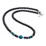 Treasure BayCollier de pierres précieuses fait à la main - Bijoux de pierres précieuses et de cristaux de guérison pour femmes et hommes (Œil de tigre noir/bleu)