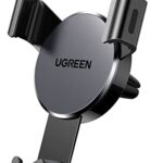 UGREEN Support Téléphone Voiture Gravité Grille Aération Porte Smartphone Voiture Ventilation Pince Antidérapante Caoutchouc Compatible avec iPhone 15 Plus Pro Max 14 13 Galaxy S23 S21 Redmi (Noir)