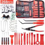 Uolor 268 Pièces Outils De DéMontage De Garnitures Trousse, pour Panneau Accessoires Porte Autoradio Tableau De Bord De Voiture, avec Broches De Retenue, Ensemble à Pince et Extracteur D’Attaches