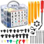 Uolor 925 Pcs Rivet Clips Plastique, Rivet Plastique Fixation de Protection, Clips Voiture Noir Universel pour Auto Voitures Panneaux de Portes avec Boîte De Rangement et Outil de Démontage