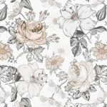 VANISA Papier peint autocollant floral et feuilles - 39,5x300cm - Revêtement mural autocollant pour meubles - Film texturé en vinyle pour armoire, placard, étagère, doublure de la maison Blanc/Marron