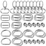 VINFUTUR 40pcs Boucle en Métal Tri-Glide + Anneaux en Forme de D + Crochets Pivotants + Boutons à Coudre Magnétiques Bricolage Accessoires pour Ceinture Sac à Dos Craft Bags