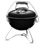Weber Barbecue à Charbon Portable Smokey Joe Premium 37cm - Couvercle Verrouillable et Transportable, Pieds Pliants en Acier - BBQ d'Extérieur et Vasque en Porcelaine Émaillée - Noir (1121004)