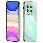 XINYEXIN Coque pour OnePlus 11, Étui de Téléphone en TPU Souple au Bord Doré, Housse Protection Antichoc Ultra-Mince Silicone Case Cover - Vert