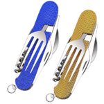YYST 6 en 1 en Acier Inoxydable Pliant coutellerie(2 pièces),Couverts Pliants Camping Voyage Randonnée Picnic,Couverts de Camping de Poche,Vaisselle Pliante pour Camping en Plein air