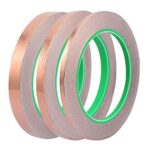 Yakamoz 3 PACKS 25m Ruban de Feuille de Cuivre Adhésif Avec Double Conductivité Pour Blindage EMI, Vitrail, Artisanat, Anti-limaces, Réparations électriques, Soudure, Circuits Papier 6mm 8mm 10mm