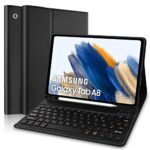 Yeegnar Coque Clavier, Français AZERTY Tablette Samsung Tab A8 10.5 2021 (SM-X200/ X205/ X207), Connecté par Bluetooth (Stylet Non Inclus)
