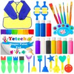 Yetech Éponges de Peinture pour Enfants, 36 Pcs DIY Enfants Peinture Kits,Incluent Brosses de Peinture Enfant,Tablier,Cahier d'images,Sac de Rangement, pour Enfants Apprentissage Précoce Graffiti
