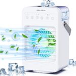 ZASTION Climatiseur Portable, 650ML Climatiseur Mobile,Refroidisseur d'air Oscillation à 90 °，4 Vitesses,2 Modes de pulvérisation Pour chambre/bureau..