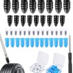 Zawaer Clous en Caoutchouc, 50 PCS Clou en Caoutchouc Réparation Pneus Voiture, Kit de Réparation Pneu, Clou Reparation Pneu, Clous Pneus Voiture pour réparation de Pneu de Voiture et Moto (30S+20L)