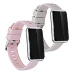 kwmobile Bracelet compatible avec Huawei Watch Fit mini bracelet - 2x bracelet de rechange en silicone pour fitness tracker - gris-rose clair