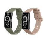 kwmobile Bracelet compatible avec Huawei Band 8 bracelet - 2x bracelet de rechange en silicone pour fitness tracker - noir-bleu foncé