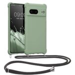 kwmobile Coque Collier Compatible avec Google Pixel 7 Coque - Coque Housse en Silicone avec Collier Vert Gris