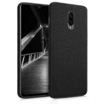kwmobile Coque Compatible avec OnePlus 6T - Étui de Protection Rigide avec Revêtement Nylon - Noir
