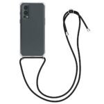 kwmobile Coque Collier Compatible avec OnePlus Nord 2 5G Coque - Housse de Protection en TPU avec Cordon Sangle - Noir-Transparent