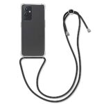kwmobile Coque Collier Compatible avec OnePlus 9 (EU/NA Version) Coque - Housse de Protection en TPU avec Cordon Sangle - Noir-Transparent