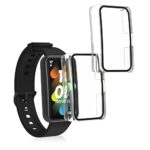 kwmobile Coque Compatible avec Honor Band 7 / Band 6 / Huawei Band 7 / Band 6 Coque - 2X Étui Cadre écran en Verre trempé pour Fitness Tracker - Transparent