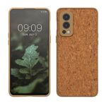 kwmobile Coque Compatible avec OnePlus Nord 2 5G - Housse de téléphone Protection Souple en TPU Silicone et liège - Marron Clair