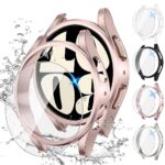 wlooo 4+4Pièces Samsung Galaxy Watch 6 40mm Coque + Verre Trempé Film, 4 Protection Écran et 4 Dur PC Bumper Étui de Protecteur Case Anti-Rayures Antichoc Housse Cover pour Watch6 (40mm)
