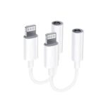 【2 Pack】Adaptateur casque Lightning vers jack 3,5 mm, certification MFI, Séparateur de câble audio AUX Compatible avec iPhone 13/12/11/XS/XS Max/XR/ pour tous les systèmes iOS