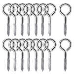 25 Pièces M4 Piton à Visser en Acier Inoxydable 304 Vis Mouton Oeil Rond Auto Taraudeuse Vis à Anneau Crochets à Oeil Boulon à œil Crochets Piton à Vis 45mm
