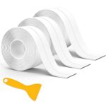 3 Pièces Rouleau Joint Silicone Blanc Salle De Bain, Ruban Adhésif Blanc Cuisine Ruban D'Étanchéité, Anti-Fuite Adapté À De Salle De Bains, Toilettes,Nombreuses Occasions (320 * 3,8Cm)