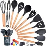 33 Ustensiles de Cuisine,Antiadhésif, Ensemble de Cuisine Résistant Aux Rayures,Tasse à Mesurer Avec Poignée en Silicone Vidéo