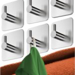 4smile crochet adhesif mural - 6 pcs. accroche serviette salle de bain inox, accroche torchon cuisine - Porte serviette salle de bain, haute qualité