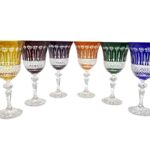 6 Verres à Vin et à Eau en Cristal à Pied - 6 Couleurs Assorties - Art de la Table - Service Roemer Diamant (22 cl) - Artisan du Cristal - Coffret Cadeau - Estampillé : Klein 54120 Baccarat France