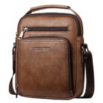 A-QMZLSacoche Homme Sacs à Bandoulière Vintage Sacoche Bandoulière Cuir Petite Shoulder Bag Crossbody Business Cartable Besace Pochette Sacs à main pour Voyage, Randonnée et Travailler