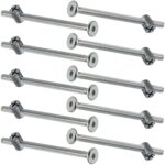 AERZETIX - C65819 - Lot de 10 vis à tête plates + 10 plots/gonds fendus M6x100 mm - boulon à écrou - en acier - couleur argent - ferrures d'assemblage menuisier meuble bois MDF armoire placard