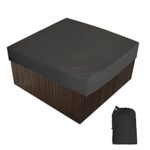 AMGJ Bache d'extérieur pour Spa Housse de Bain à Remous Carrée Etanche Couverture de Spa en Tissu Polyester 190T Anti-poussière Anti-UVavec Un Sac de Rangement 7 Tailles au Choix,Noir,210x210x30cm