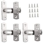 ANBOO 3 Pièces Verrou de Porte, Loquet de Porte à Angle Droit 90 Degrés, Boulon de Verrouillage de Boucle Coulissante, avec Vis pour Porte, Fenêtre