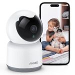ANNKE Caméra Surveillance WiFi Intérieure, 360° sans Fil 3MP pour Bébé/Animal/Maison, AI Détection de Mouvement Humain,Vision Nocturne,Audio Bidirectionnel,Connectée Smartphone,Accès à Distance