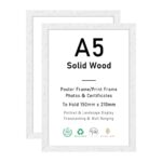 ATOB ART Lot de 2 cadres photo A5/15 x 21 cm Blanc 10 x 15 cm, en bois massif, pour table et montage mural