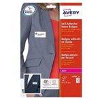 AVERY - Pochette de 540 badges autocollants imprimables pour textile, En soie d'acétate blanche, Format 63,5 x 29,6 mm, Impression laser, (L4784-20)