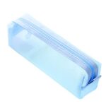 AchidistviQ Trousse à Crayons Transparente Pochette à Glissière en Maille De Couleur Unie Durable pour Fournitures Scolaires Et De Bureau Sac De Rangement De Papeterie Bleu Ciel