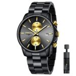 AffuteMontres pour Hommes avec Montre à Quartz chronographe étanche décontractée en Acier Inoxydable et en métal, Date Automatique dans des Mains colorées