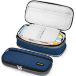 Afomida Trousse Scolaire Sac à Crayons Plumier Grande Capacité Étui à Stylo Fournitures Scolaires Bureau Porte-Crayon Pliable Pochette pour Garçon Fille Ado Étudiant avec Fermeture à Glissière, Bleu