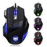 Afunta zelotes (genre) Souris Souris de gaming avec 7 Bouton 600/1000/1600/2400 dpi réglable LED pour gamer Mac PC Ordinateur - Wired