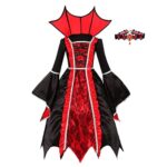 AlagiFun Costume de vampire d'Halloween pour filles, fête costumée de reine vampire, cosplay de jeu de rôle, fête sur le thème des vampires, déguisement d'Halloween, taille M