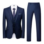 AllthemenCostume Homme Mariage 3 Pièces Slim Fit Smoking Costumes Un Bouton Couleur Pure Formel Veste Gilet et Pantalon