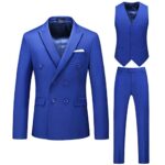 AllthemenCostume Homme 3 Pièces Slim Fit Deux Boutons d'affaire Classique Double Boutonnage Mariage Costard Trois Pièces Veste Gilet et Pantalon