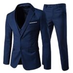 AllthemenCostume Homme Trois-pièces Veste +Gilet +Pantalon d'affaires décontraction pour Mariage Casual Navy 3XL