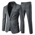 AllthemenCostume Homme Formel d'affaire de Couleur uni Un Bouton à la Mode Slim fit Deux pièces