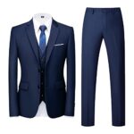 AllthemenCostume Homme Mariage 3 Pièces Slim Fit Smoking Costume Couleur Unie Deux Boutons Formel Veste Gilet et Pantalon