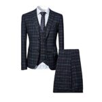 AllthemenCostume Homme 3 Pièces Tuxedo Slim Fit à Carreaux Deux Boutons d'affaire Mariage Trois Pièces Veste+Gilet+Pantalon Homme