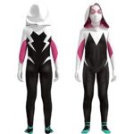 Amycute Costume Spider Gwen Déguisement Enfants Super Héros Filles Masque Super Héros Halloween Accessoire Carnaval Cosplay Anime Cadeau Anniversaire Filles Femmes