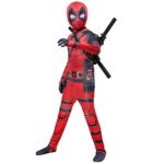 Amycute Costume Super Héros Déguisement Superhéro Garçon Fille Halloween Carnaval Cosplay Jumpsuit Accessoires Masque Enfant Combinaison Moulante